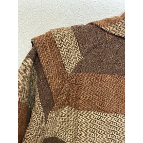 60s 70s‎ vintage brown wool flannel Lightweight coat Jacket Duster USA folklore - Picture 11 of 16